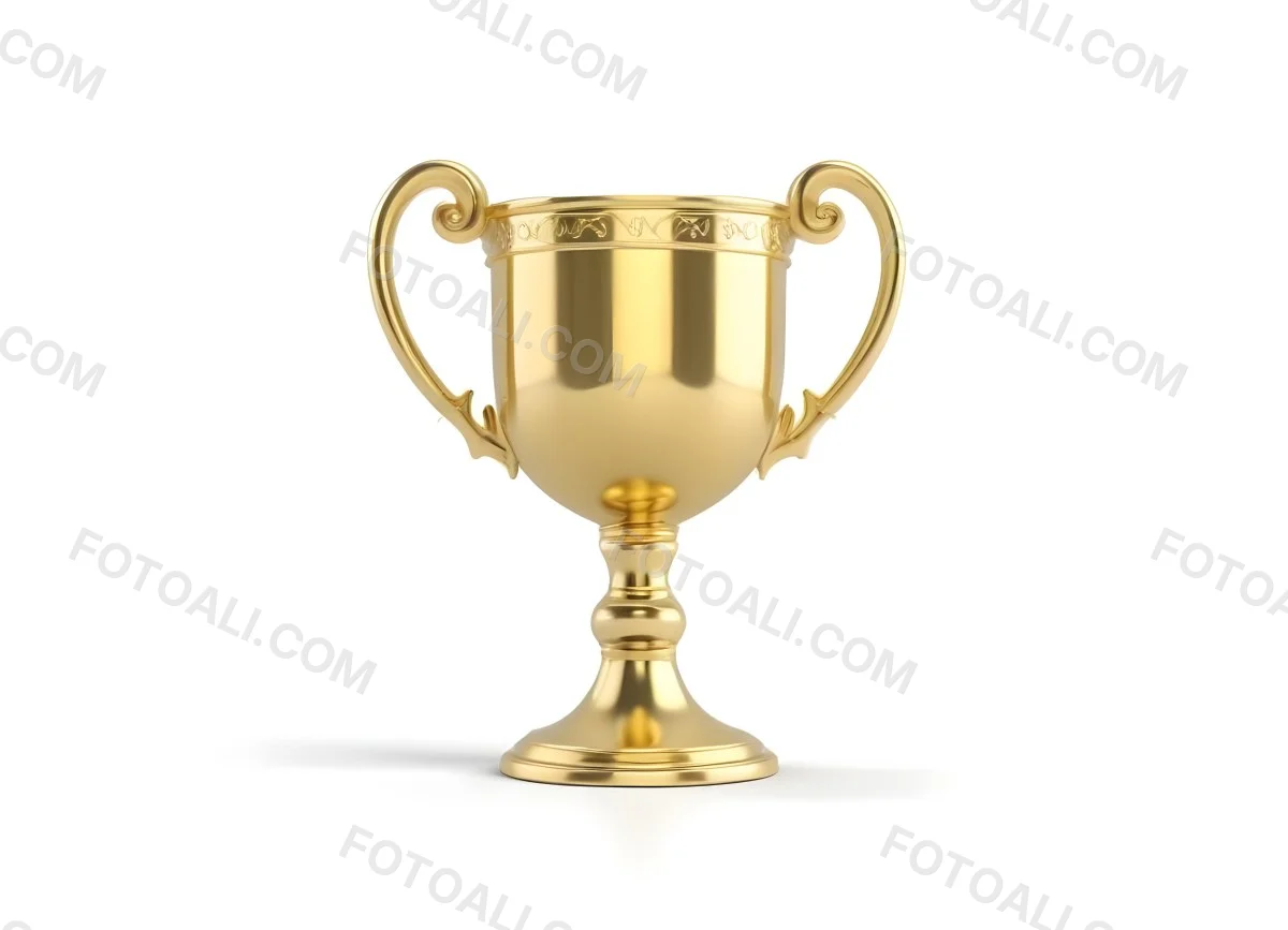 The Style Is 3d Model With Octane Render Volumetric Highly Detailed For Videogame Design A Golden Trophy With Two Handles On A White Background The Trophy Is Shiny And Reflective The Base Is Round And The Cup Is Wid 47 23a4