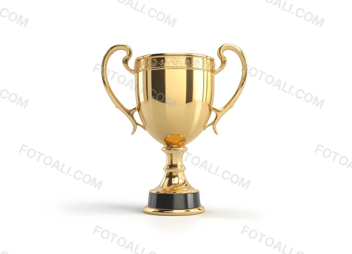 The Style Is 3d Model With Octane Render Volumetric Highly Detailed For Videogame Design A Golden Trophy With Two Handles On A White Background The Trophy Is Shiny And Reflective The Base Is Round And The Cup Is Wid 9 95b6