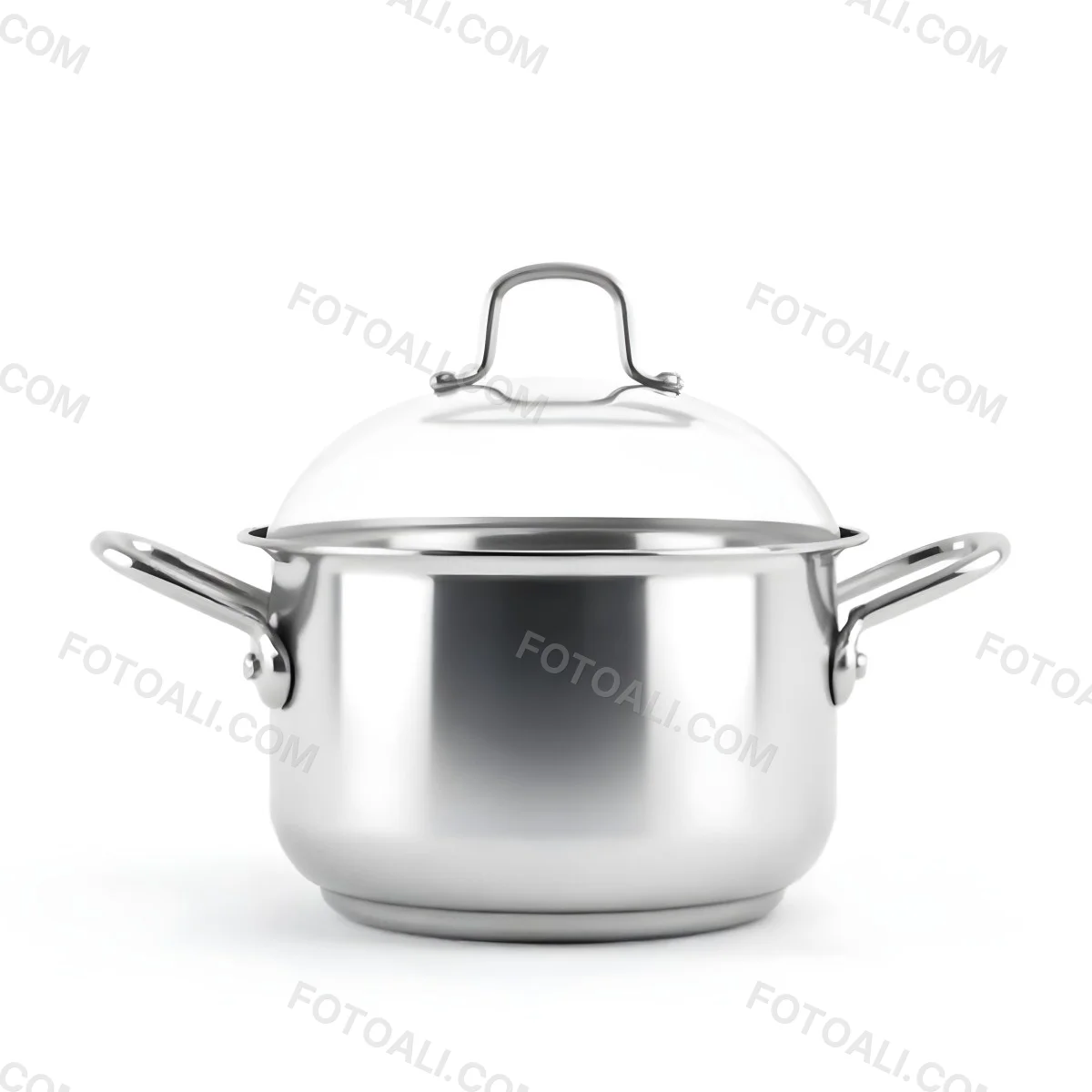 The Style Is 3d Model With Octane Render Volumetric Highly Detailed For Videogame Design Stainless Steel Saucepan With A Long Handle And A Glass Lid Floating Above It Isolated On A White Background 7 A327