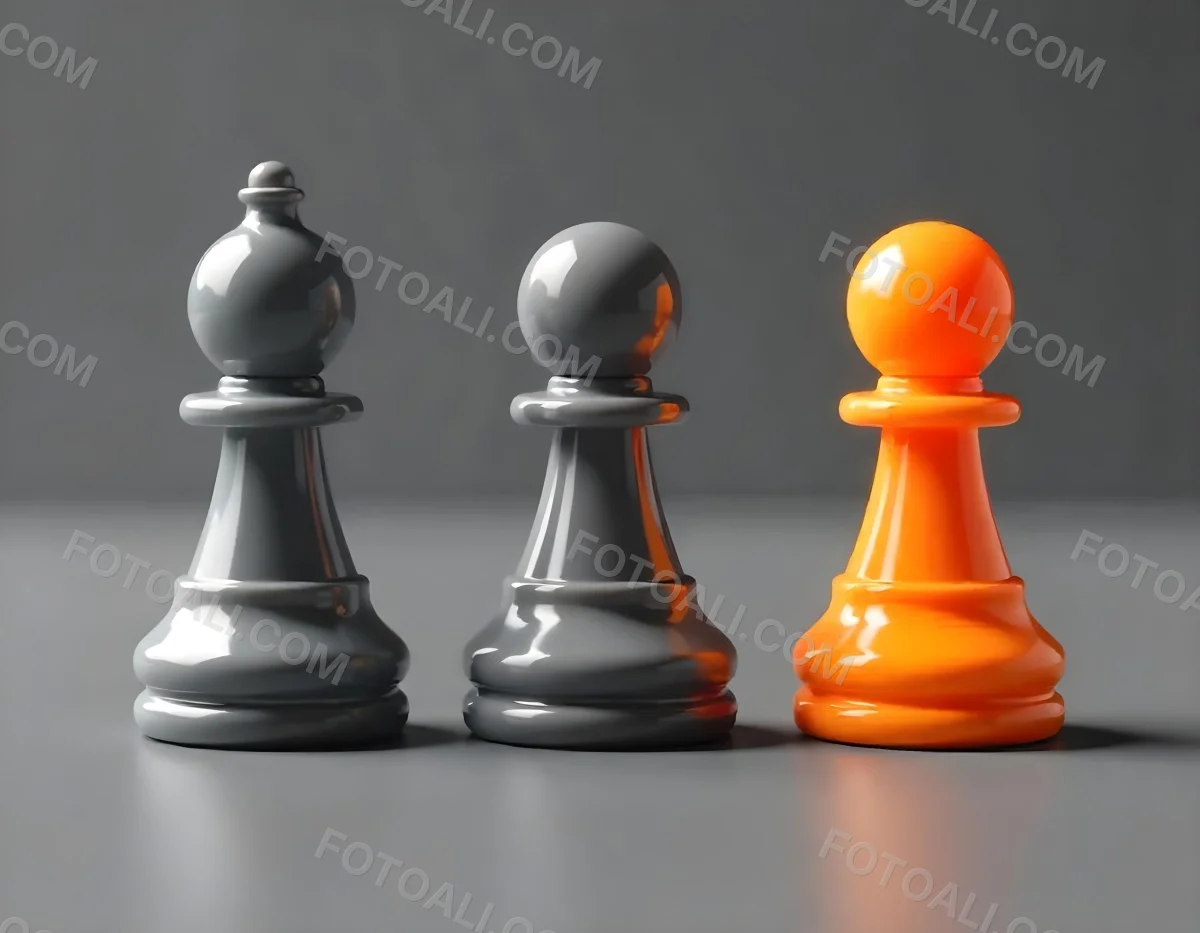 Three Game Pieces One Orange And Two Gray On A White Background 3 6bb9