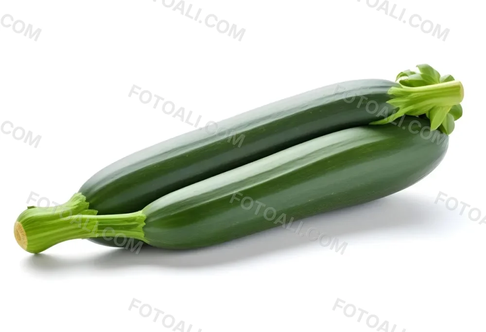 Three Green Zucchini Vegetables On A White Background 14 E42b