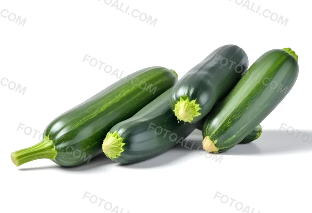 Three Green Zucchini Vegetables On A White Background 15 7f5b