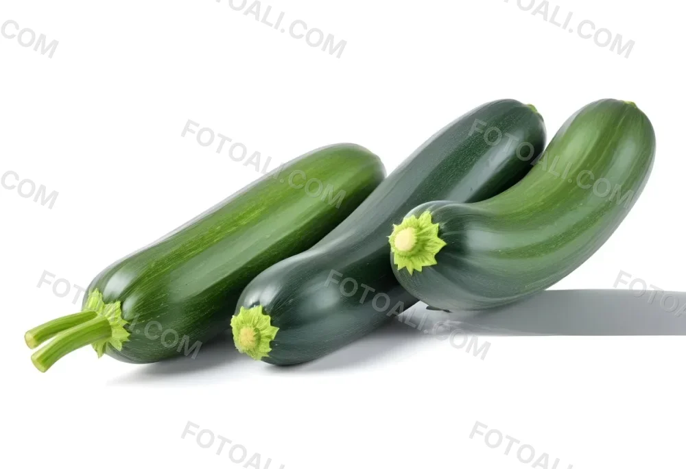 Three Green Zucchini Vegetables On A White Background 20 Def4