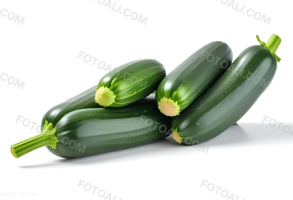 Three Green Zucchini Vegetables On A White Background 24 F458