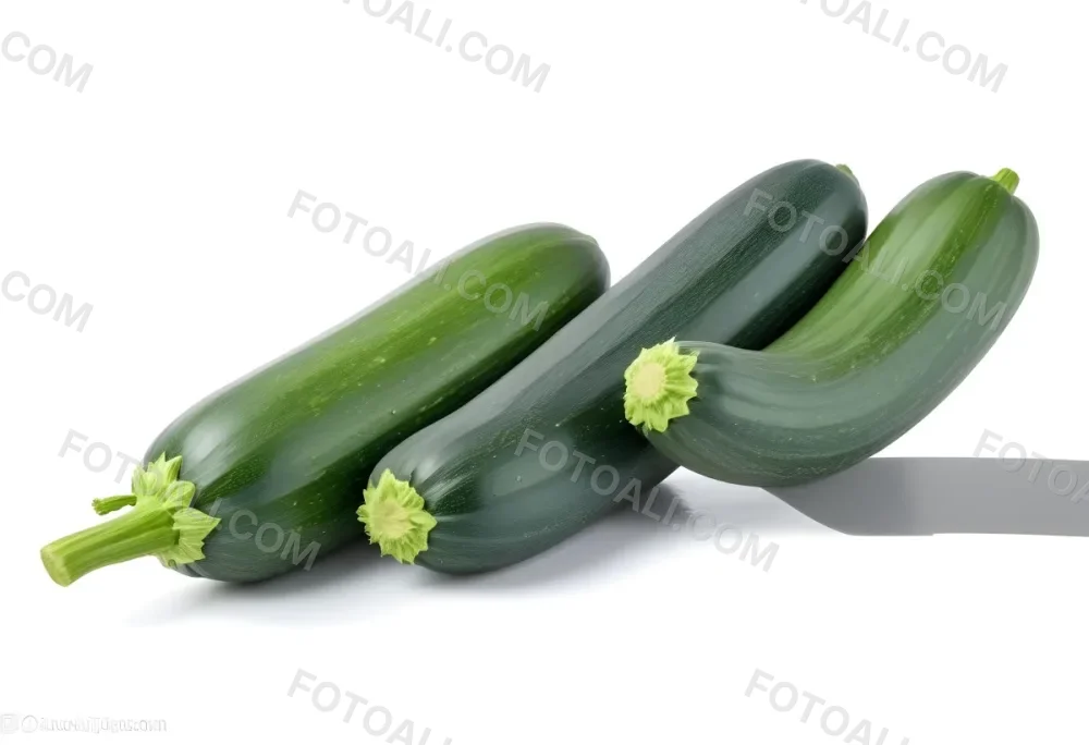 Three Green Zucchini Vegetables On A White Background 3 73a8