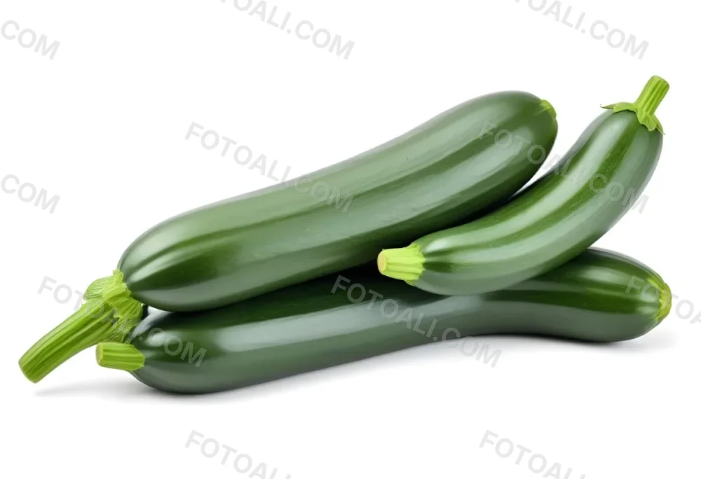 Three Green Zucchini Vegetables On A White Background 37 6fc9