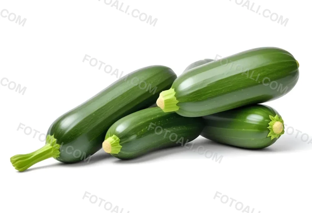 Three Green Zucchini Vegetables On A White Background 38 035d