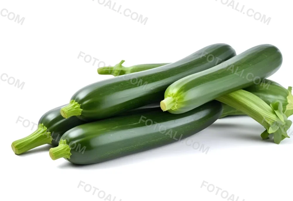 Three Green Zucchini Vegetables On A White Background 39 2f1a