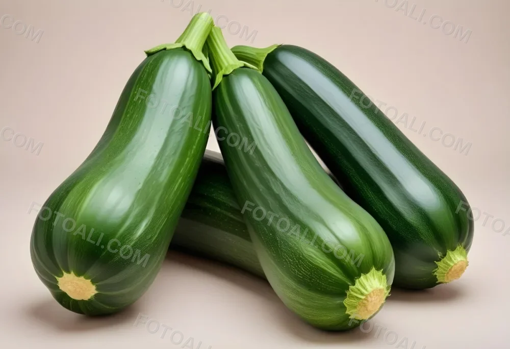 Three Green Zucchini Vegetables On A White Background 4 15d4