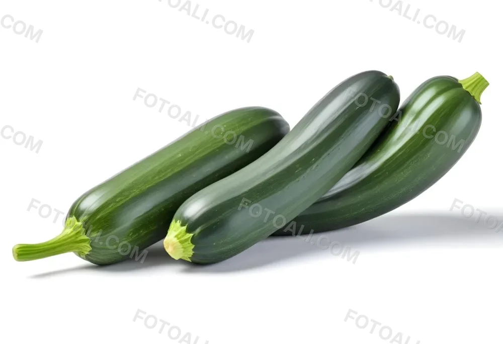 Three Green Zucchini Vegetables On A White Background 42 E7b0