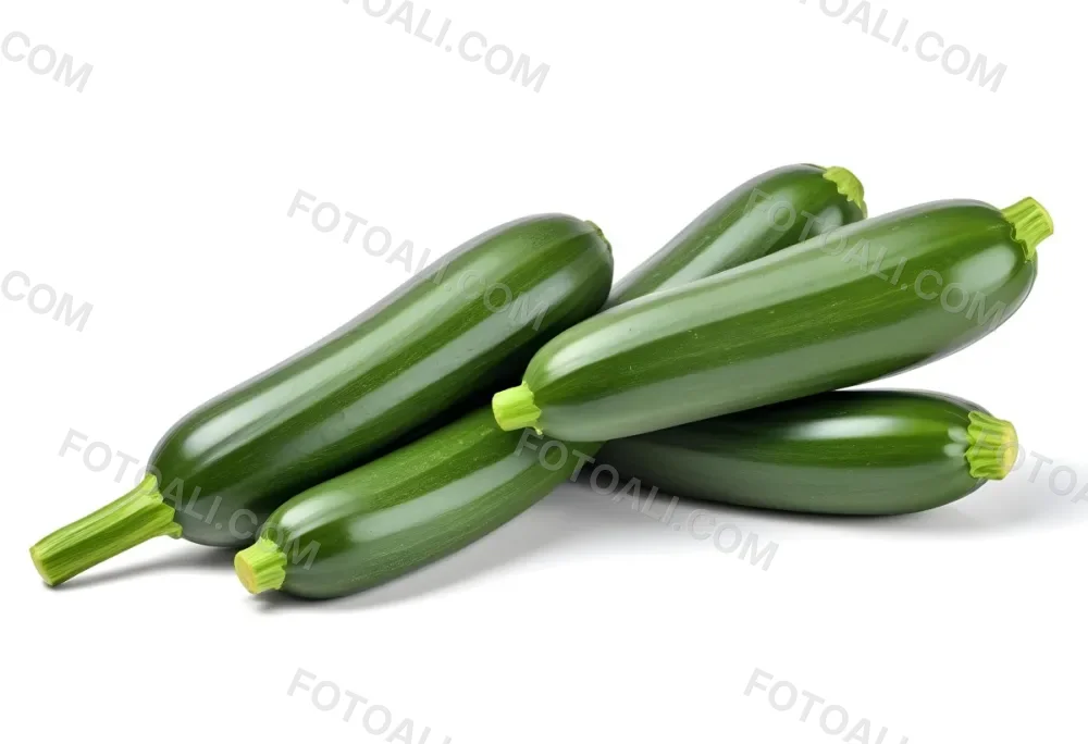 Three Green Zucchini Vegetables On A White Background 5 61df