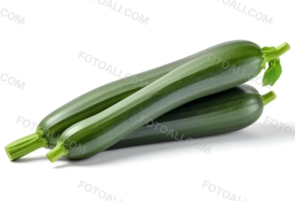 Three Green Zucchini Vegetables On A White Background 7 E29f