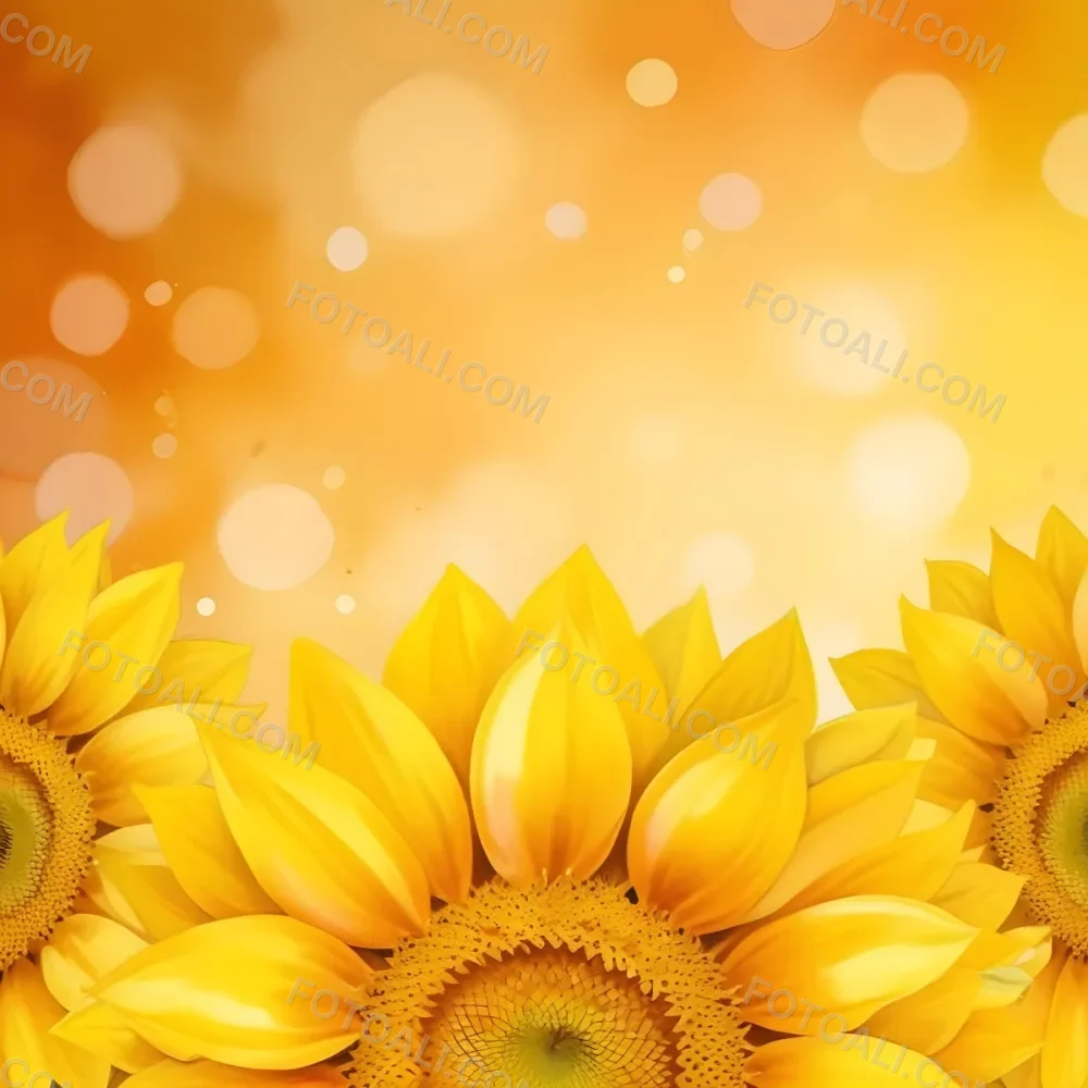 Three Sunflowers With Orange Petals And Yellow Centers Arranged At The Bottom Of The Frame Soft Yellow Background With Bokeh Effect 37 9037