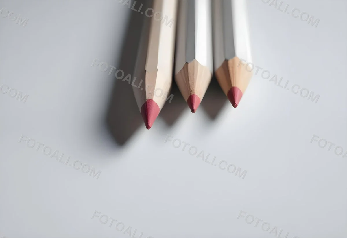 Three Wooden Pencils With Blunt Tips On A Light Background 13 09b7