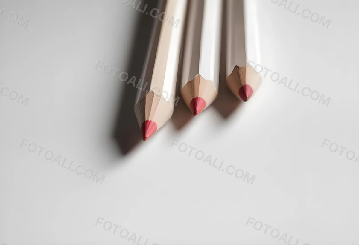 Three Wooden Pencils With Blunt Tips On A Light Background 14 B572