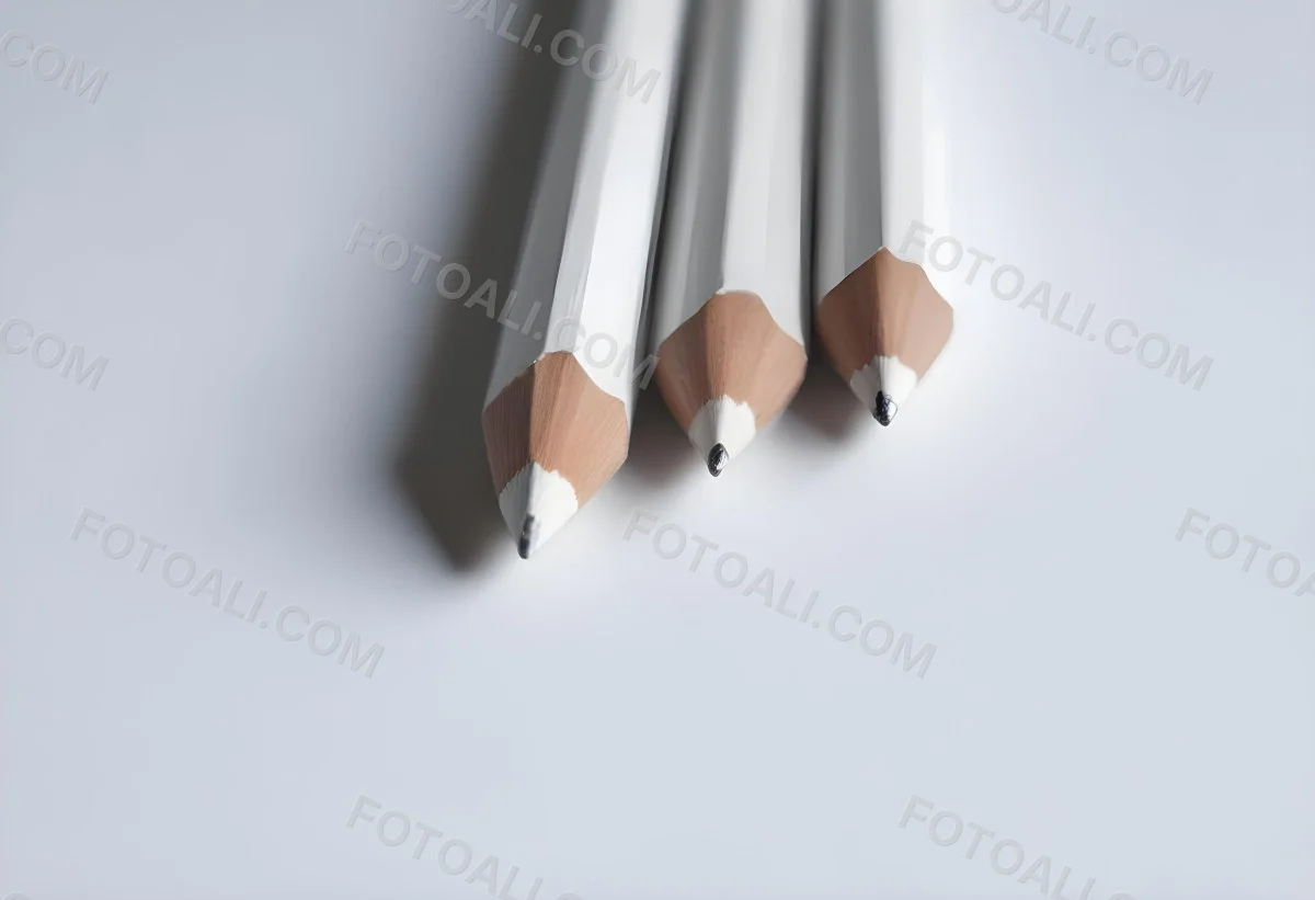 Three Wooden Pencils With Blunt Tips On A Light Background 16 A9bc