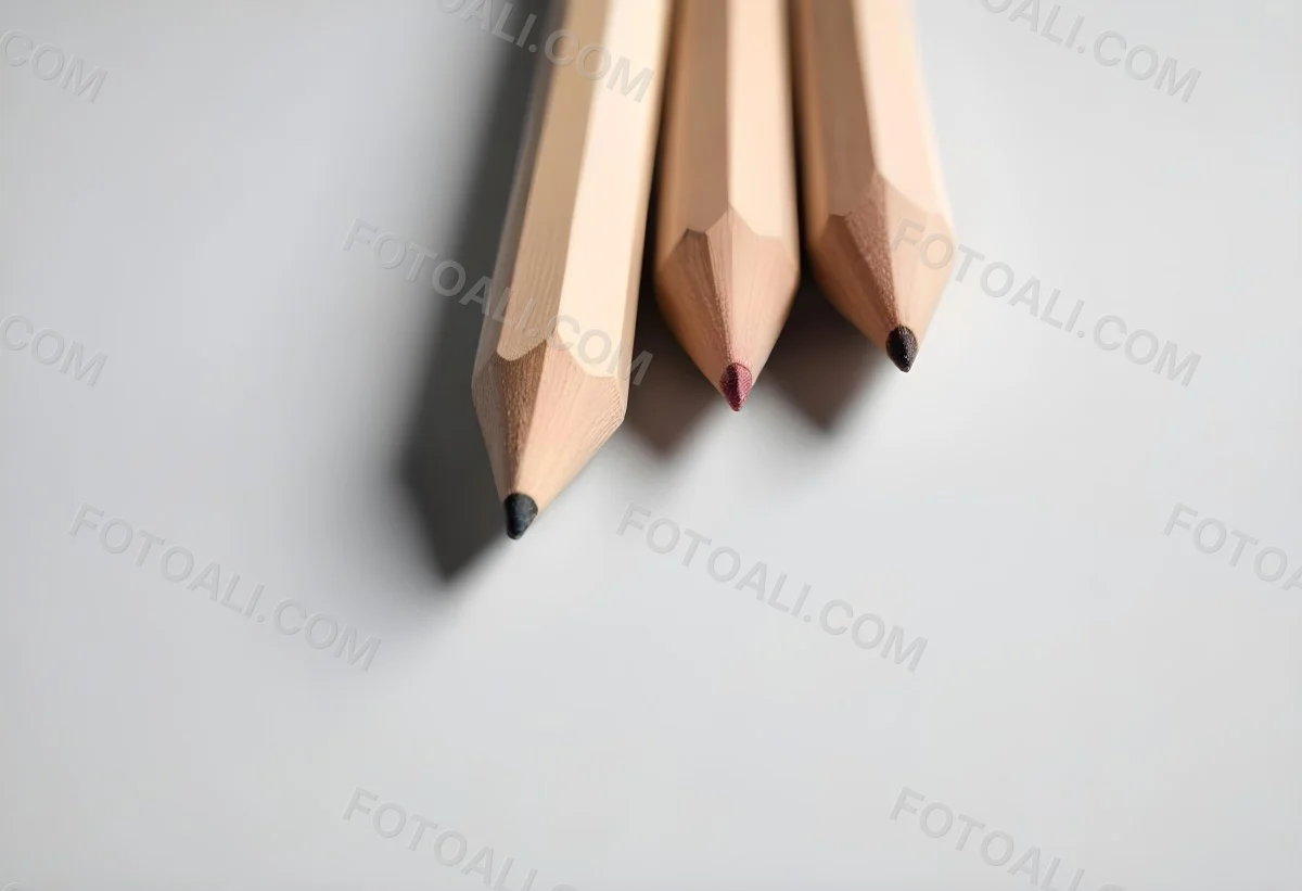 Three Wooden Pencils With Blunt Tips On A Light Background 8 533b