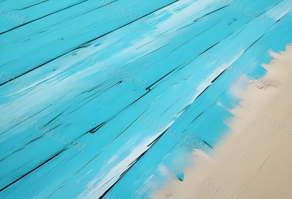 Turquoise Wooden Planks With Visible Grain Light Blue And White Hues Sand On The Bottom Right Corner Horizontal Orientation 14 3fcb
