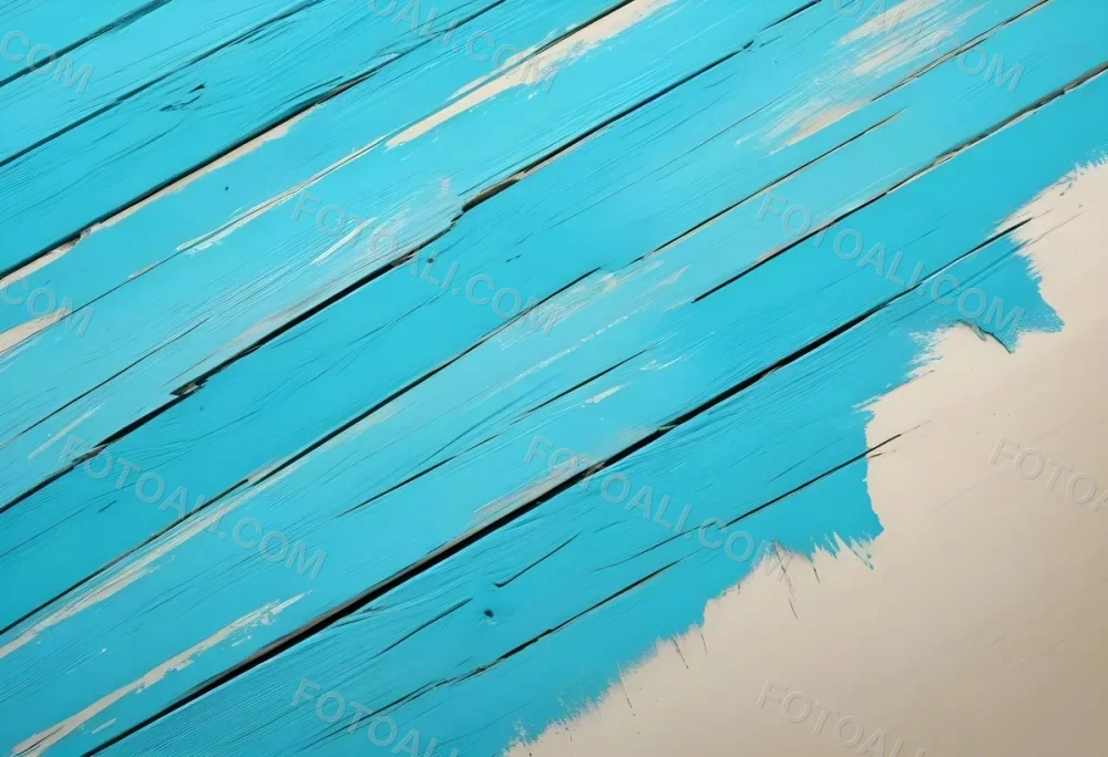 Turquoise Wooden Planks With Visible Grain Light Blue And White Hues Sand On The Bottom Right Corner Horizontal Orientation 2 44ad