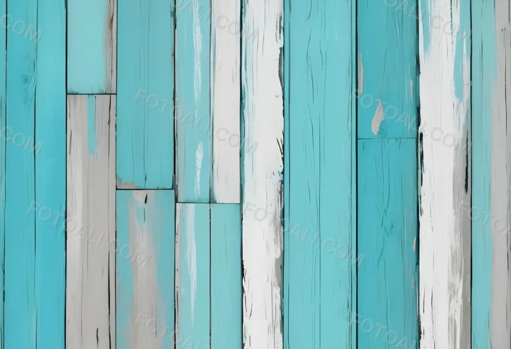Turquoise Wooden Planks With Visible Grain Light Blue And White Hues Sand On The Bottom Right Corner Horizontal Orientation 23 1af1
