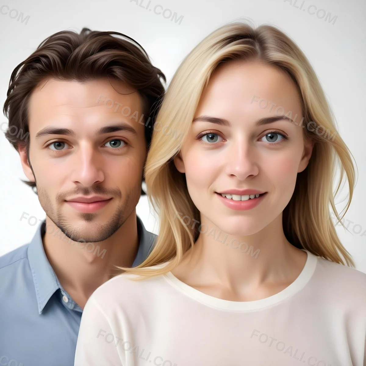 Two Caucasian People Average Age 30 White Background 10 Cf94