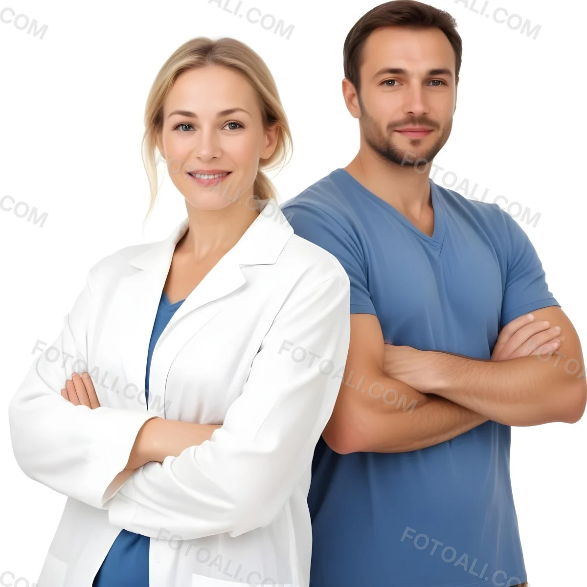 Two Caucasian People Average Age 30 White Background 3 E8c7