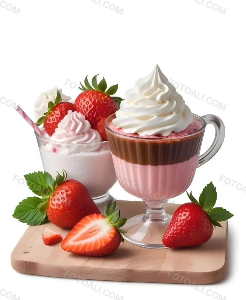 Two Desserts With Strawberries And Whipped Cream One In A Glass And One In A Cup The Desserts Have A Creamy Sweet Appearance And Are Garnished With Fresh Strawberry Slices 2 Fe23