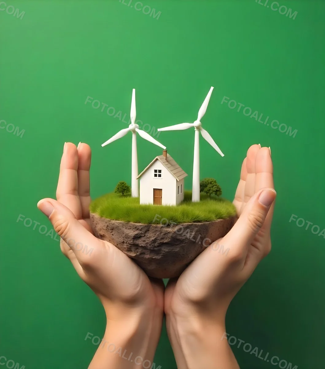 Two Hands Protecting A Green Earth Globe The Globe Is Covered In Lush Green Vegetation The Background Is A Blur Of Green Foliage 2 6e58