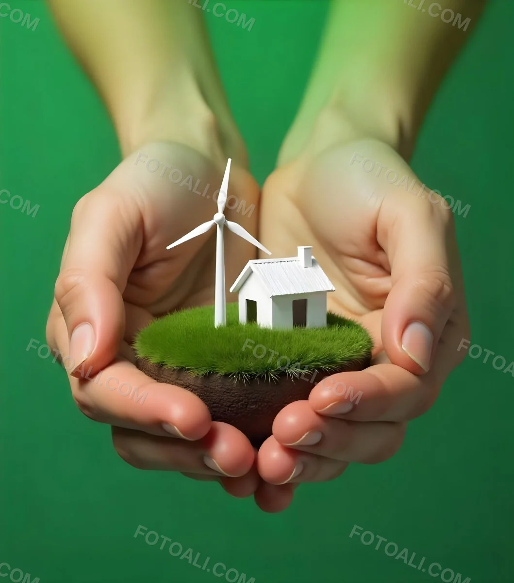 Two Hands Protecting A Green Earth Globe The Globe Is Covered In Lush Green Vegetation The Background Is A Blur Of Green Foliage 25 Ce65