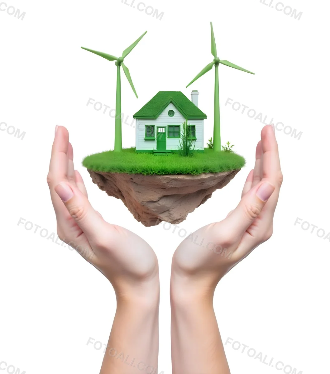 Two Hands Protecting A Green Earth Globe The Globe Is Covered In Lush Green Vegetation The Background Is A Blur Of Green Foliage 7 2403