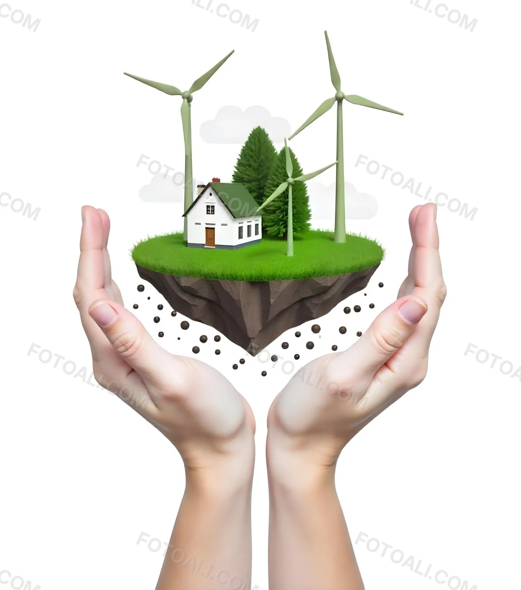 Two Hands Protecting A Green Earth Globe The Globe Is Covered In Lush Green Vegetation The Background Is A Blur Of Green Foliage 8 D156