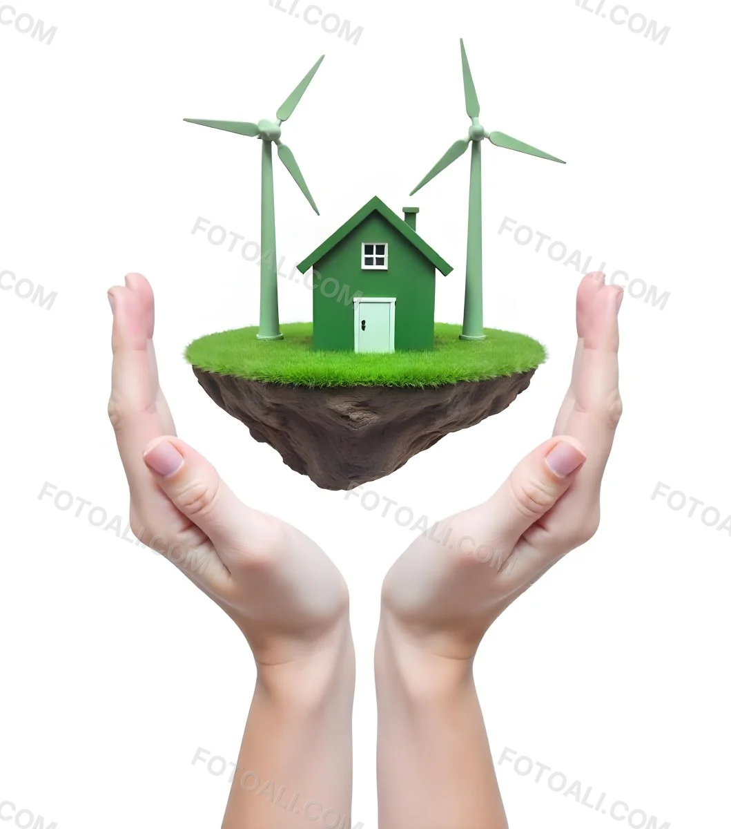 Two Hands Protecting A Green Earth Globe The Globe Is Covered In Lush Green Vegetation The Background Is A Blur Of Green Foliage 9 415c