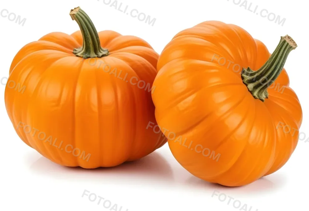 Two Large Orange Pumpkins On A White Background 1 0d1d