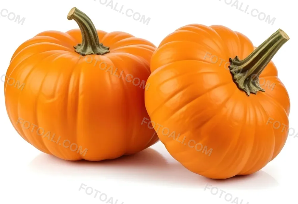 Two Large Orange Pumpkins On A White Background 10 306b