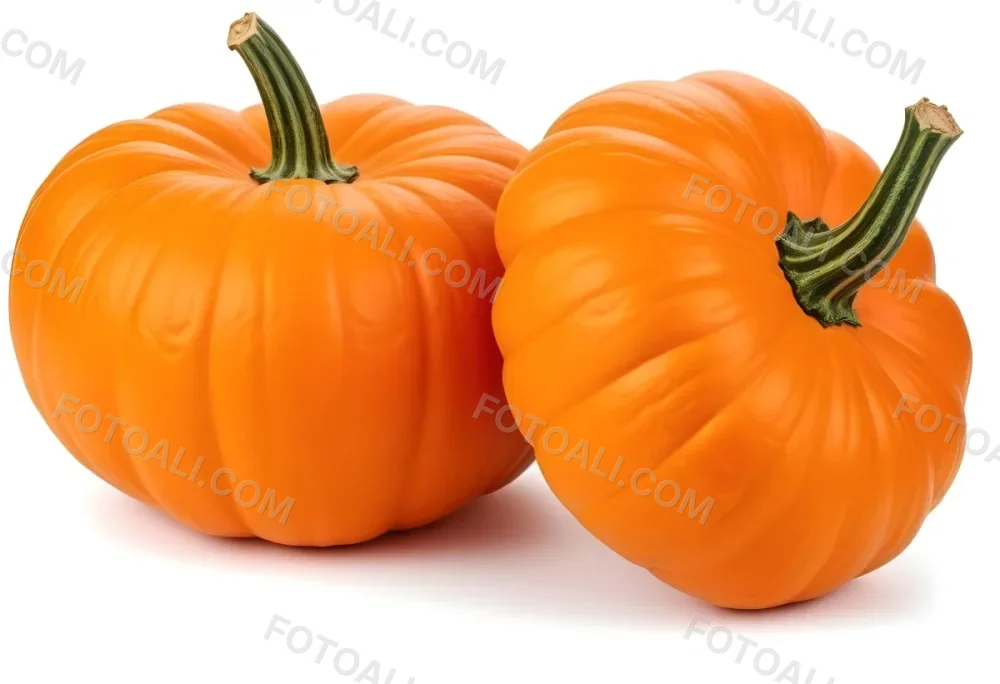 Two Large Orange Pumpkins On A White Background 12 D485