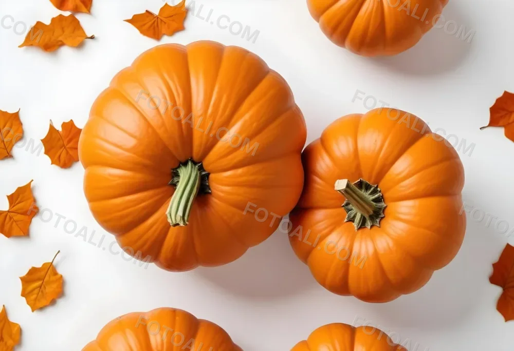 Two Large Orange Pumpkins On A White Background 3 C6a6