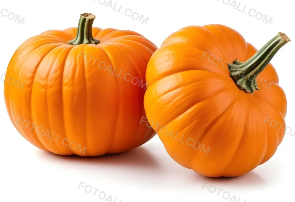 Two Large Orange Pumpkins On A White Background 5 8de0