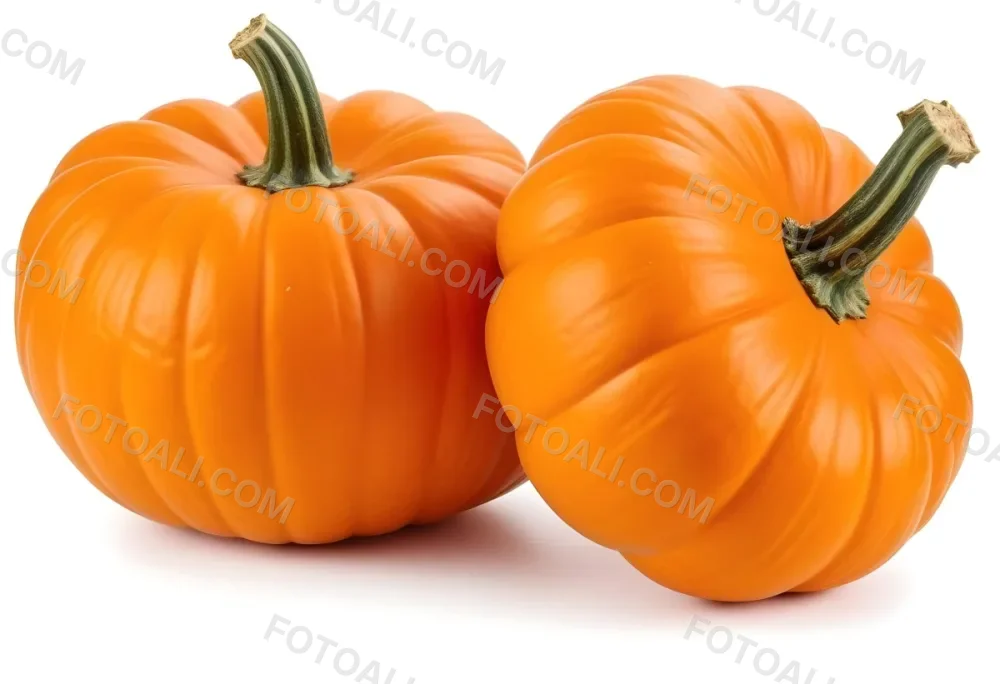 Two Large Orange Pumpkins On A White Background 7 9b07