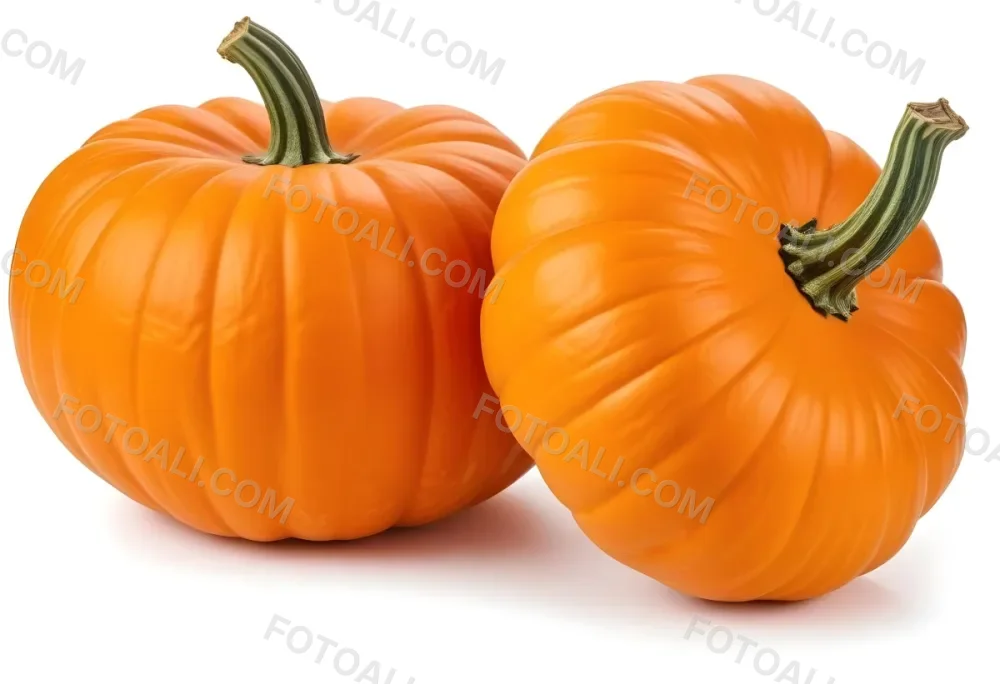 Two Large Orange Pumpkins On A White Background 8 3d9a