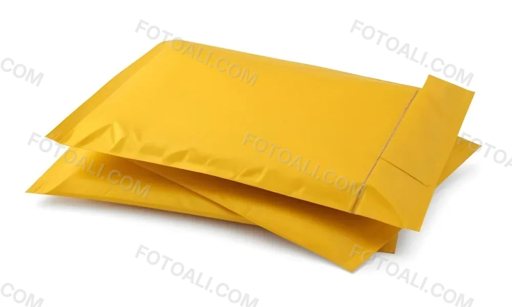 Two Yellow Bubble Mailers Stacked On Top Of Each Other The Top One Slightly Overlapping The Bottom One On A White Background 12 C7b6