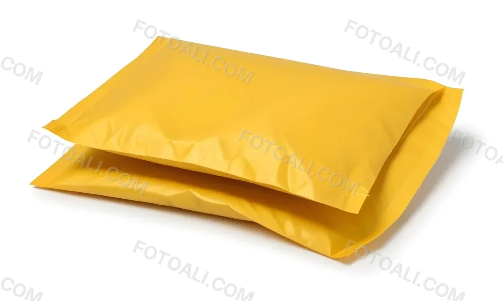 Two Yellow Bubble Mailers Stacked On Top Of Each Other The Top One Slightly Overlapping The Bottom One On A White Background 4 Dc17