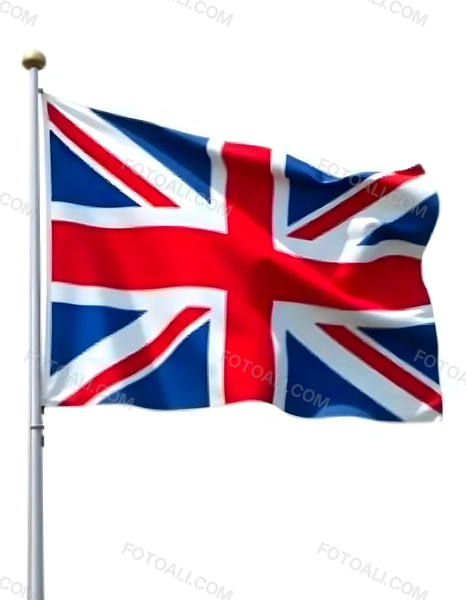 United Kingdom Flag Waving In The Wind White Background 17 3331