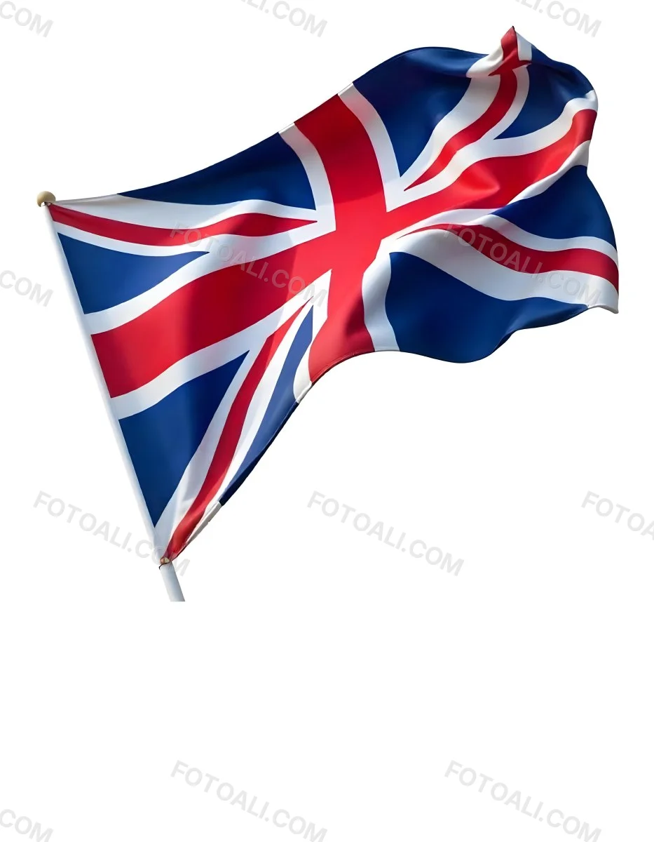 United Kingdom Flag Waving In The Wind White Background 27 837c