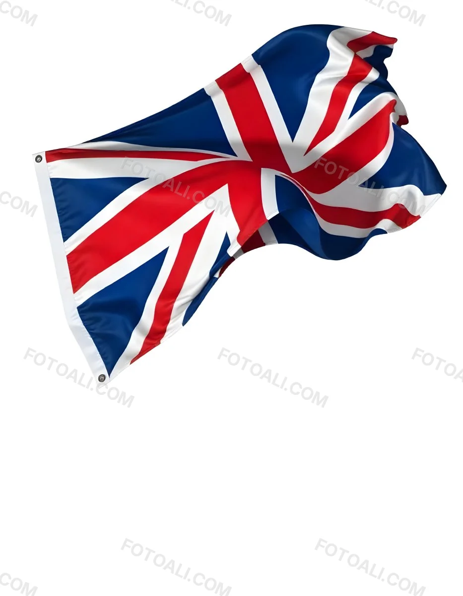 United Kingdom Flag Waving In The Wind White Background 36 Fdcf