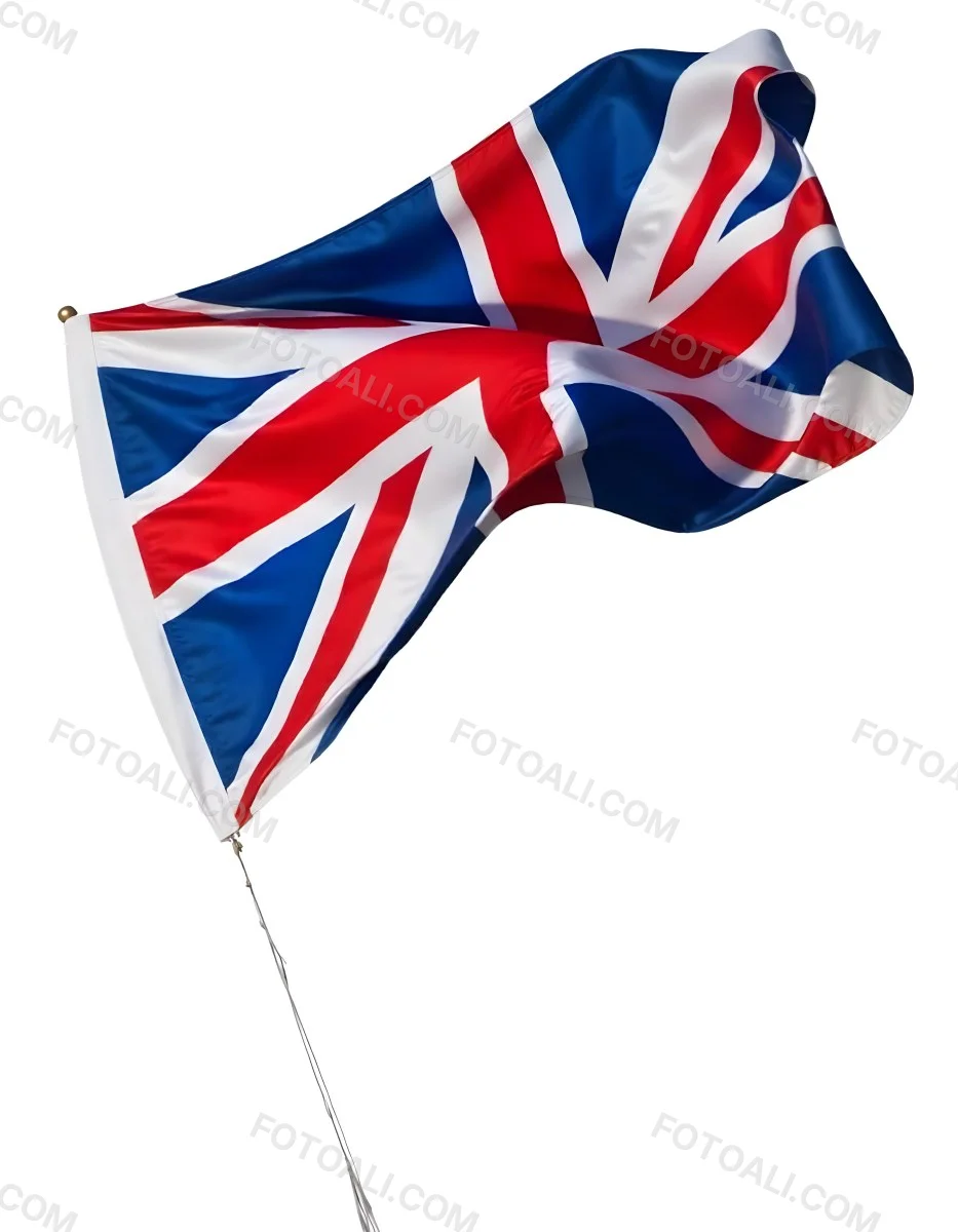 United Kingdom Flag Waving In The Wind White Background 38 De51