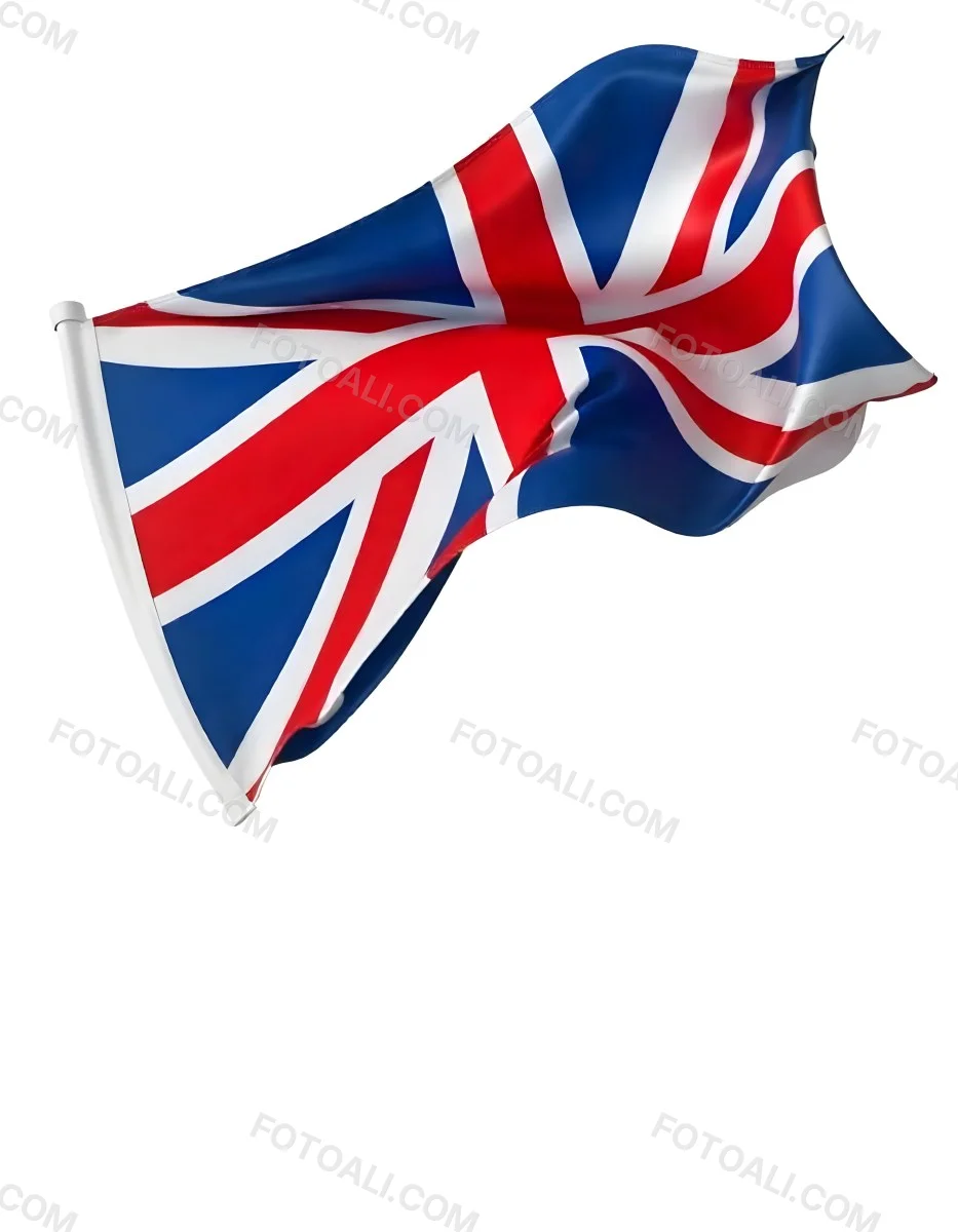 United Kingdom Flag Waving In The Wind White Background 4 173b