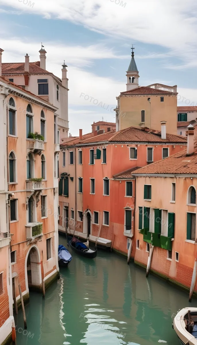 Venice Buildings With Red Roofs And Green Windows Canal In The Middle 42 276e