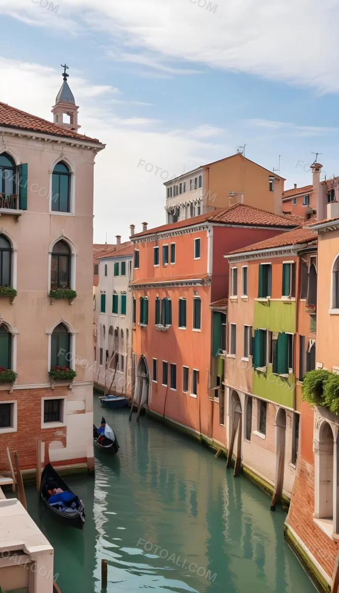 Venice Buildings With Red Roofs And Green Windows Canal In The Middle 85 1ee7