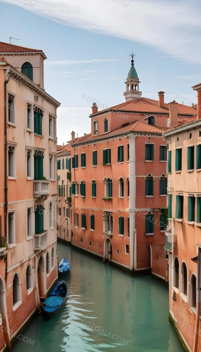 Venice Buildings With Red Roofs And Green Windows Canal In The Middle 95 5c3c