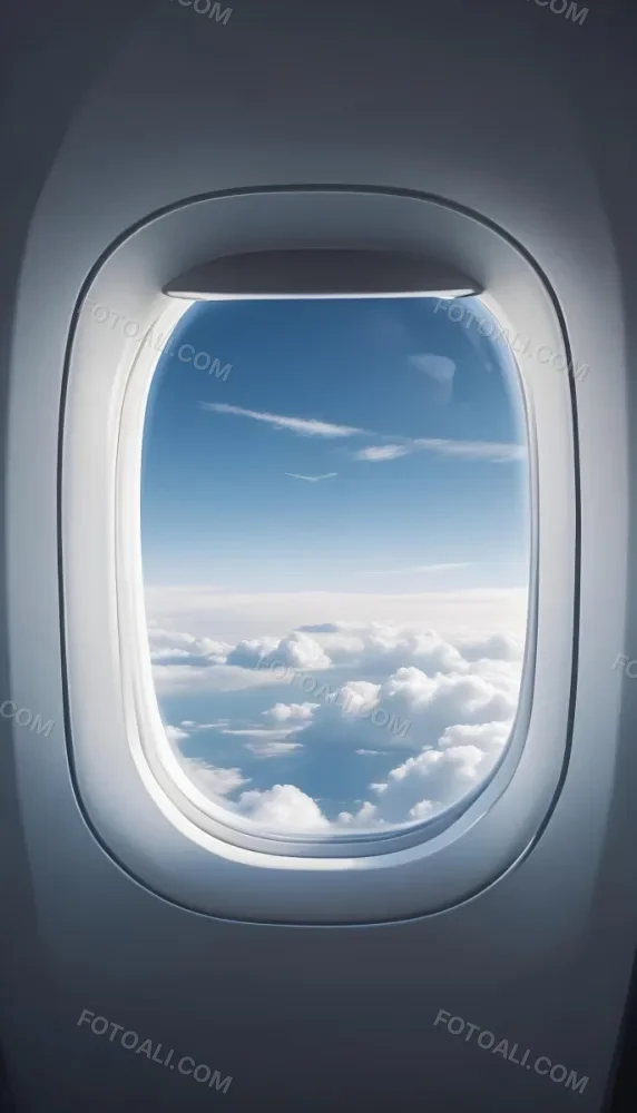View Of Clouds And Sky Through An Airplane Window 7 8734